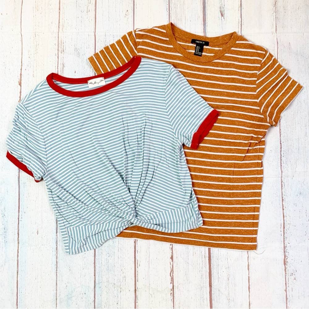 ✨2 for 1✨ Striped Crop Tees | Small